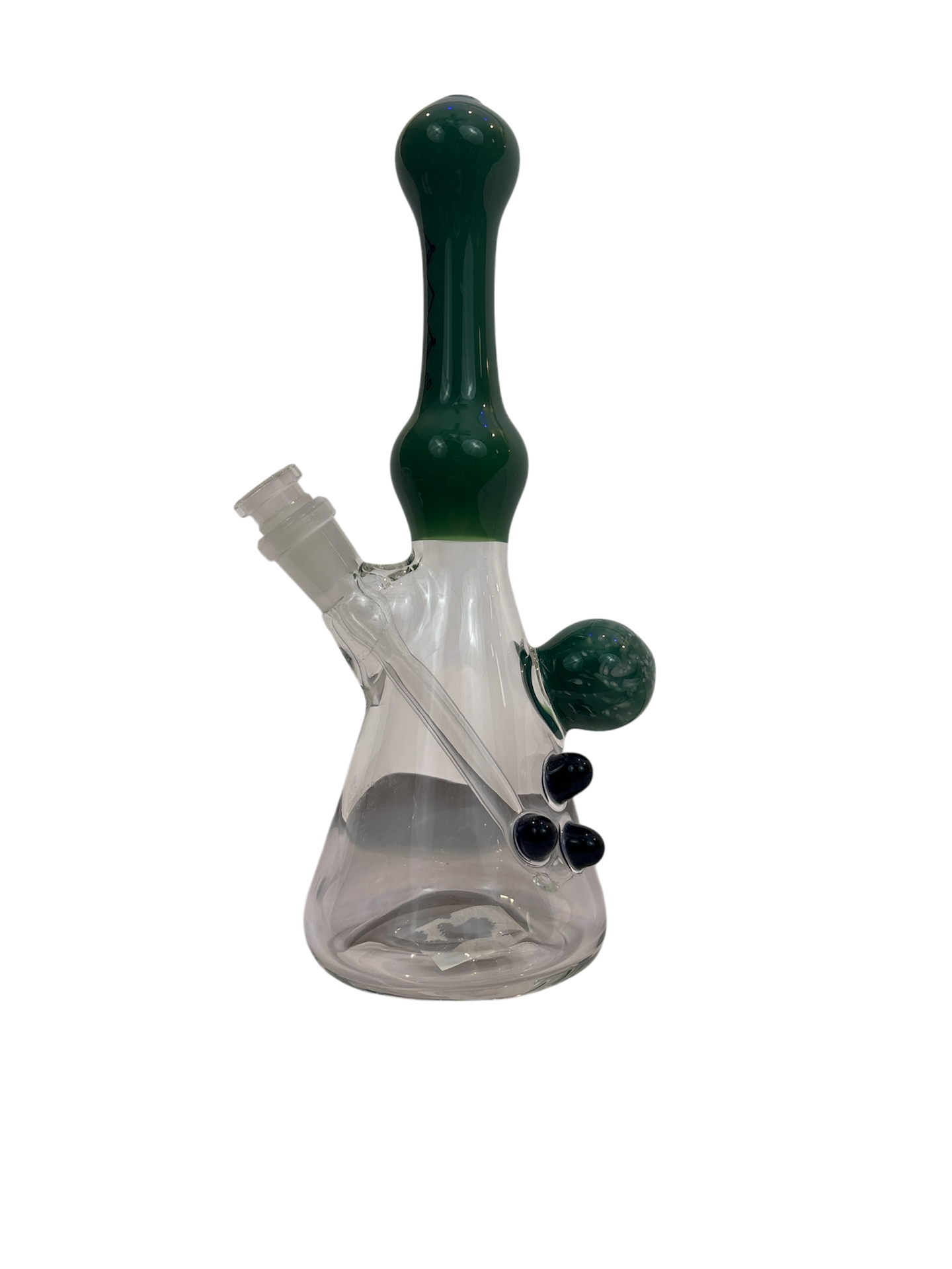 THC GLASS CO. WATER PIPE MINI RIG W/ Honeycomb & Loose Downstem / Dark Green